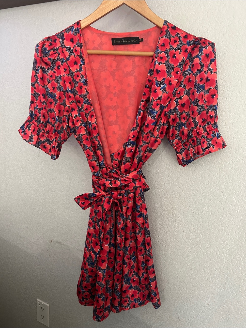 House of Harlow 1960 Floral Print Wrap Dress Size S